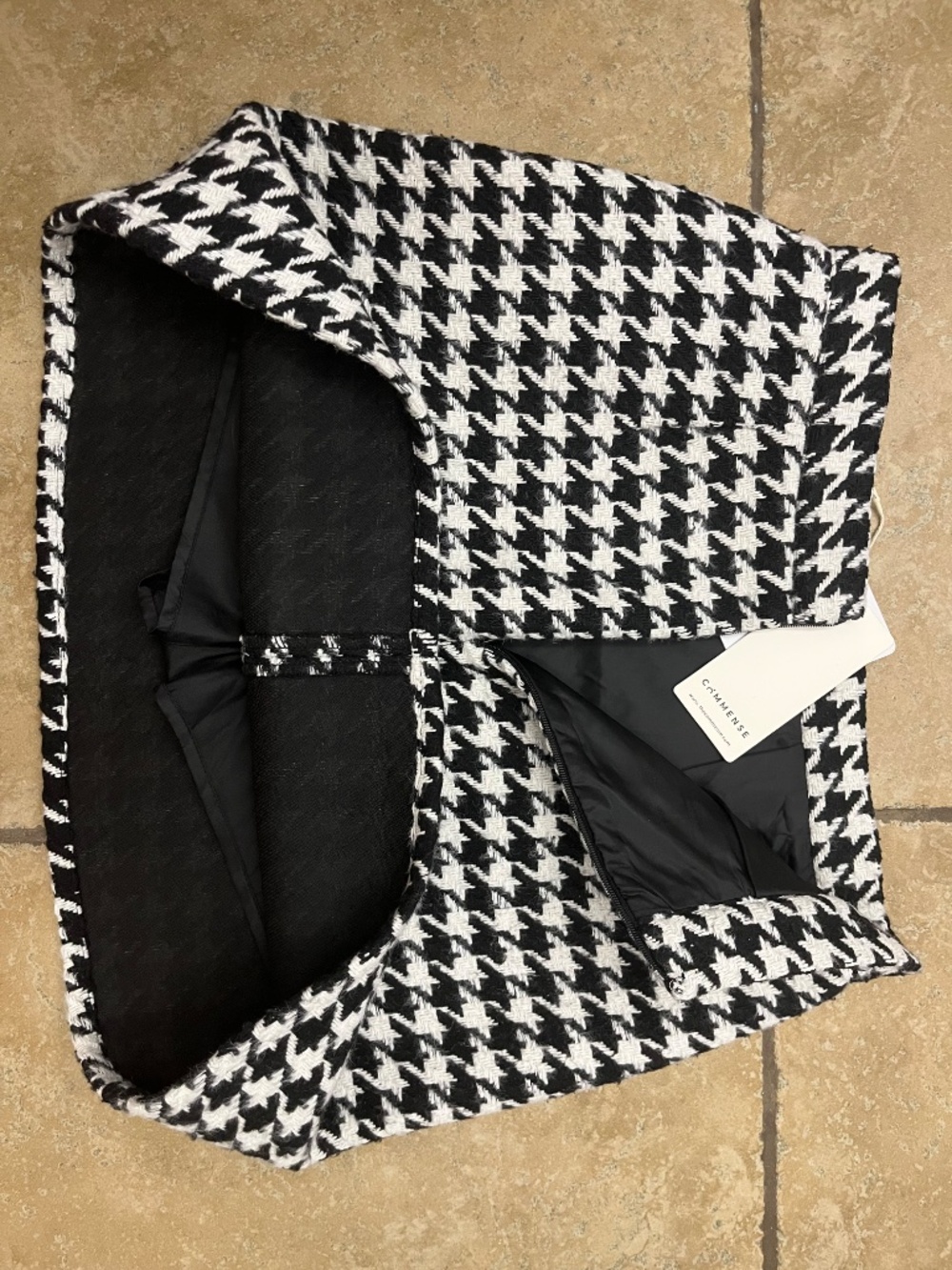 NWT Commense Houndstooth Plaid Tweed Mini Skirt - Picture 14 of 14